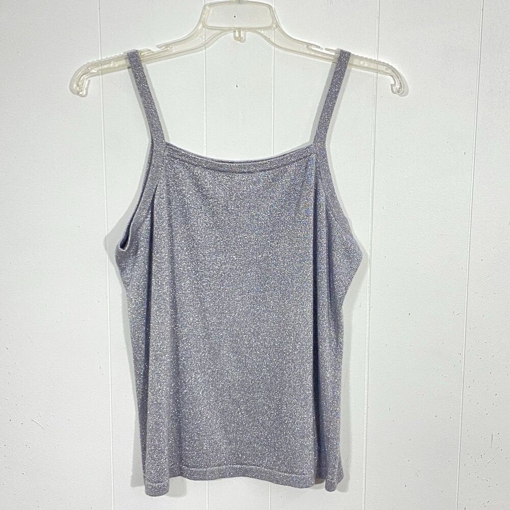 SILVER SPARKLE Pullover SWEATER Tank 2X Gray LIGHTWEIGHT Tank Top HOLIDAY
